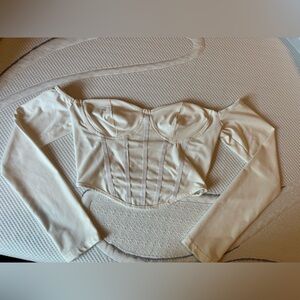 White Long Sleeve Corset Top